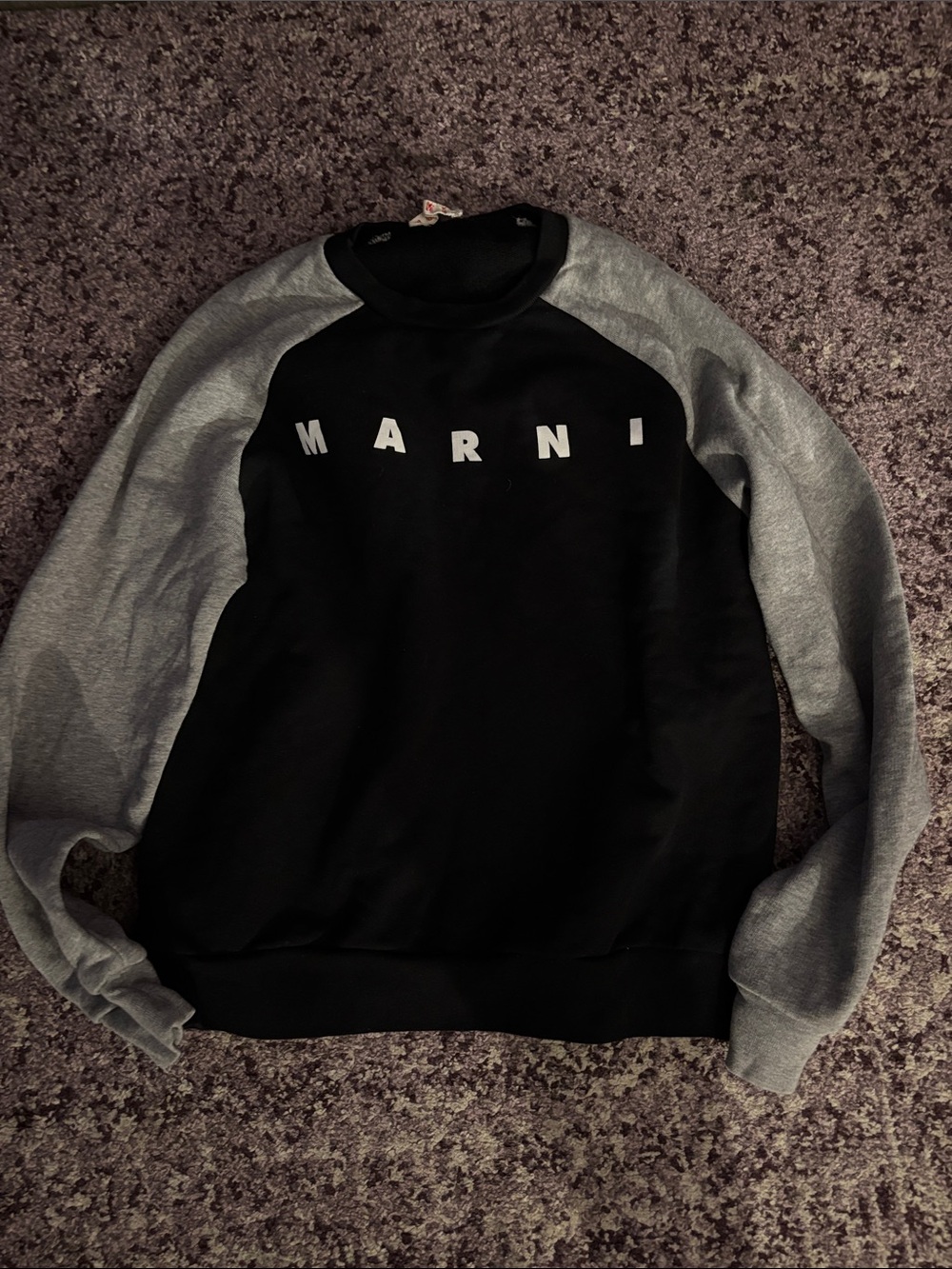 Marni Black Body with Gray Raglan Sleeve Crewneck Sweatshirt